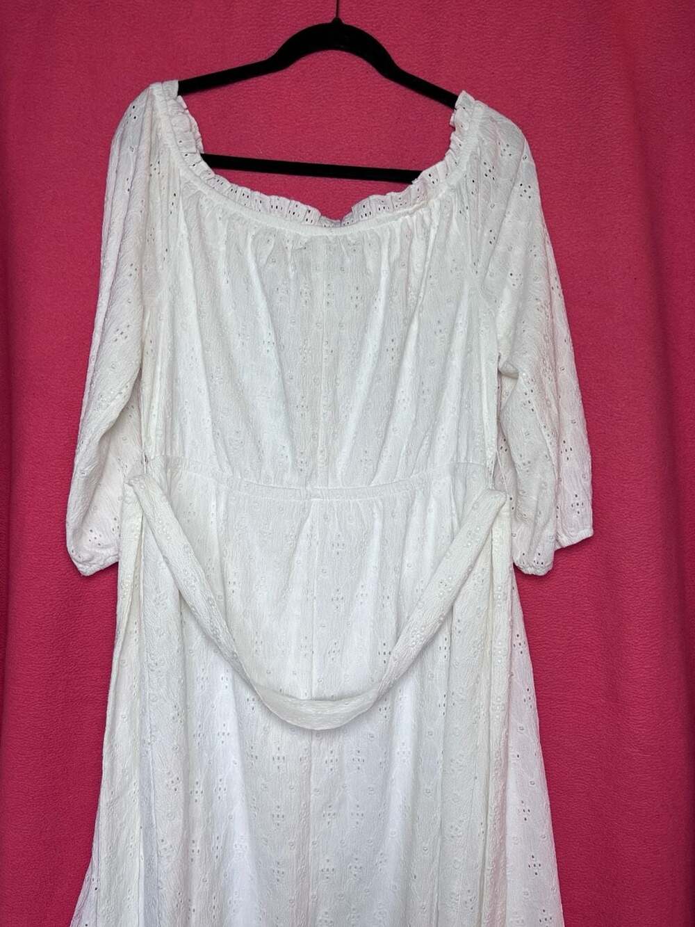 NWT Lane Bryant Plus Size White Eyelet Off-The-Shoulder Belted Dress Size 14/16